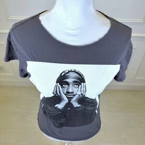2Pac Tupac Shakur Graphic T-Shirt Charcoal Gray Cotton XXS
